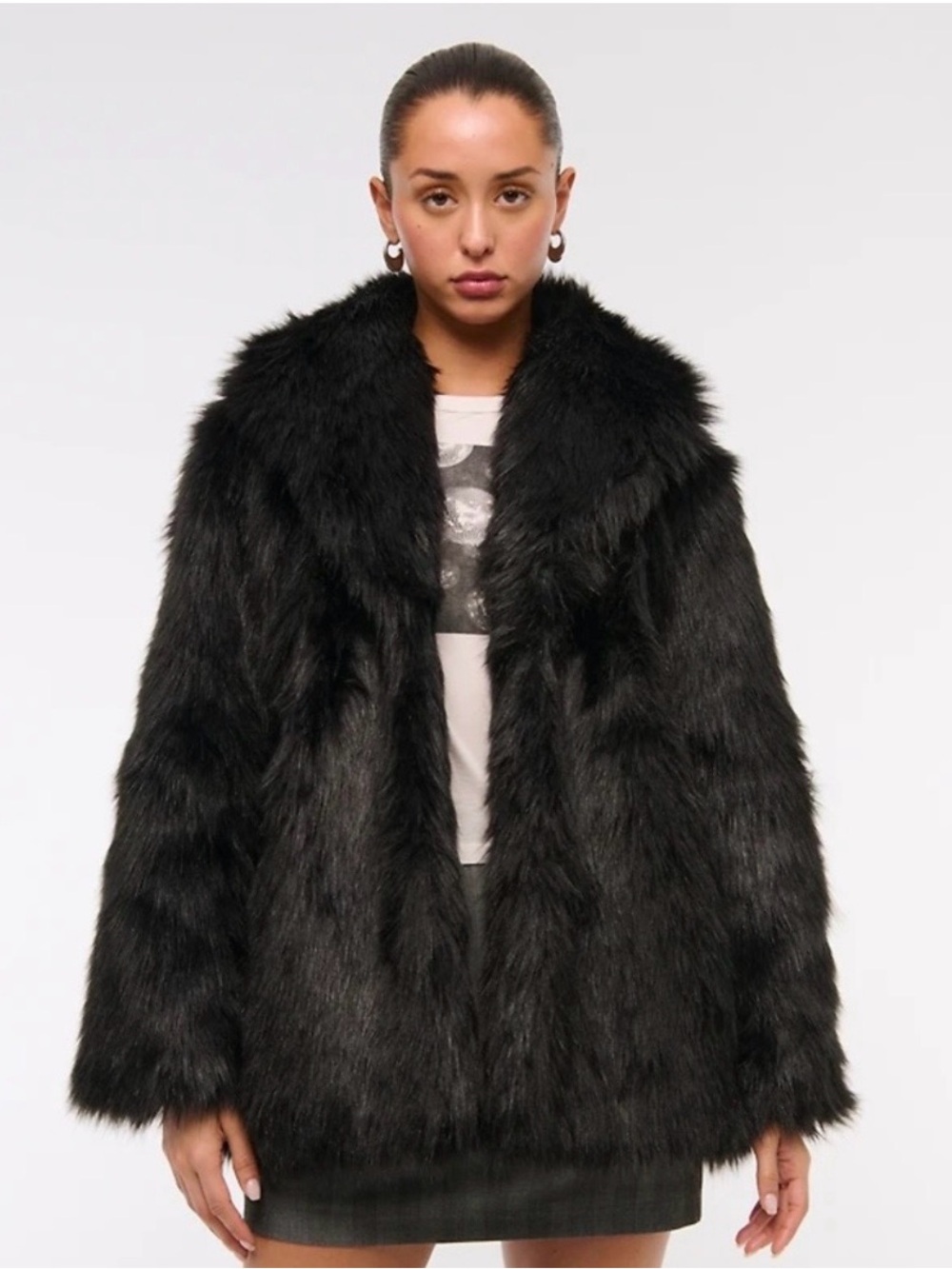 Abercrombie & Fitch Never Worn Black Faux Fur Coat - Women's Plush Jacket